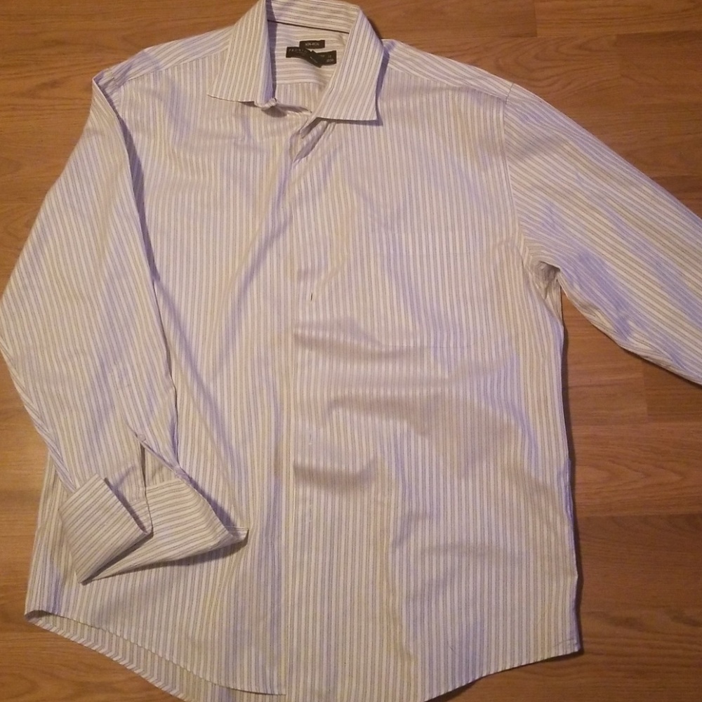 🔥Pronto Uomo White & Gray Stripe Dress Shirt